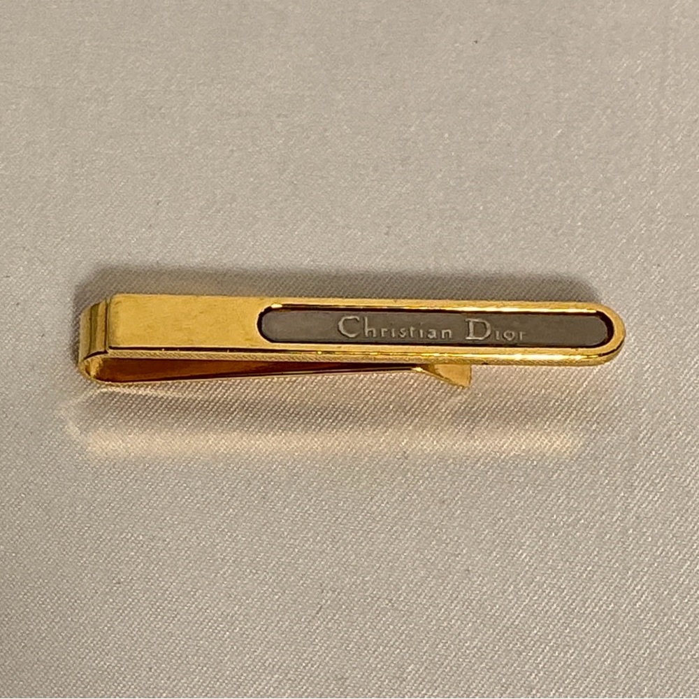 Authentic Christian Dior Vintage Tie Pin Two Tone gold and silver Tie Clip